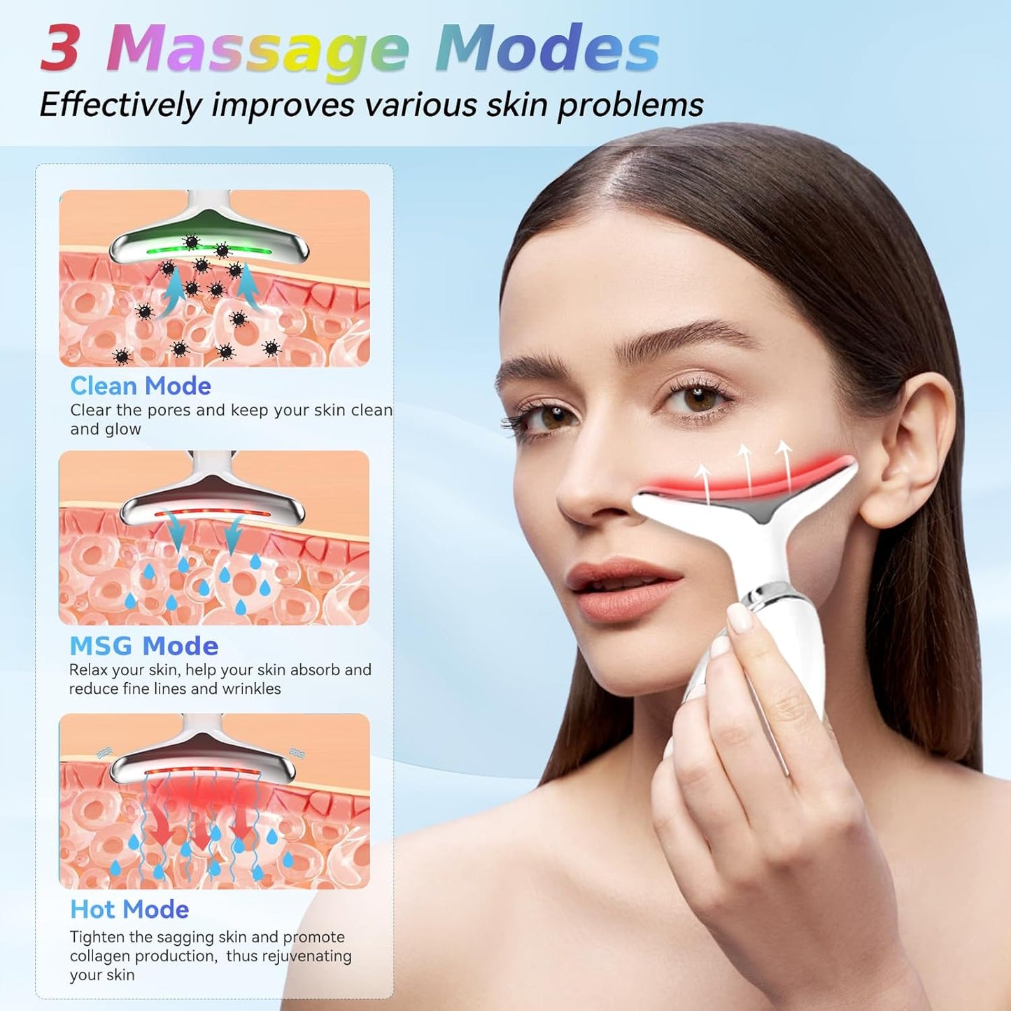 Appareil de massage visage et cou - anti-rides haute fréquence 