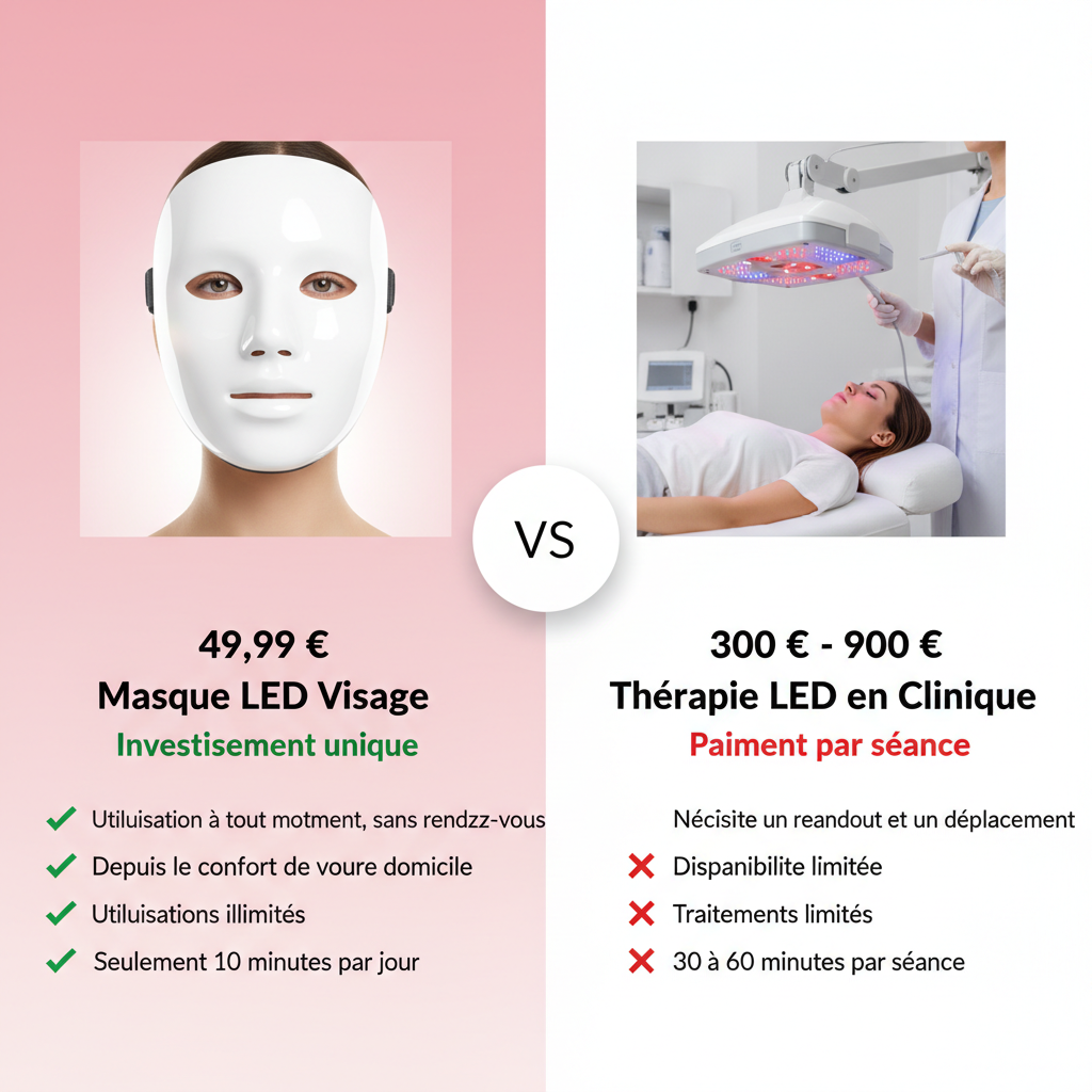 Comparaison Masque LED Visage vs Clinique
